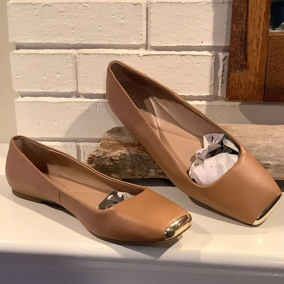 Alfani Tan Flats with Gold Accents - Picture 1 of 11